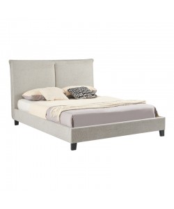 Κρεβάτι διπλό Majus pakoworld ύφασμα γκρι-μπεζ 160x200εκ