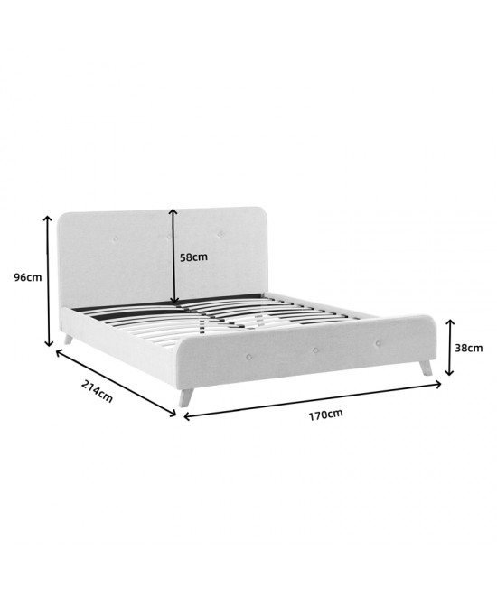 Κρεβάτι διπλό Restel pakoworld ύφασμα γκρι-μπεζ 160x200εκ