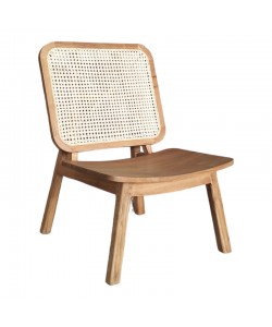 Πολυθρόνα Viborg pakoworld φυσικό teak ξύλο-φυσικό rattan 60x75x87εκ