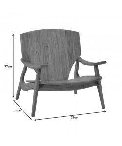 Πολυθρόνα Brazin pakoworld φυσικό teak ξύλο 72x71x77εκ