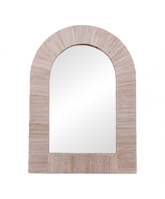 Καθρέπτης Koin Inart μπανάνα ξύλο σε φυσική απόχρωση 78x78x8εκ