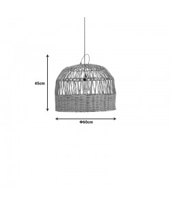 Φωτιστικό οροφής Erdon Inart  μπανάνα ξύλο-rattan pe σε φυσική απόχρωση Φ60x45εκ