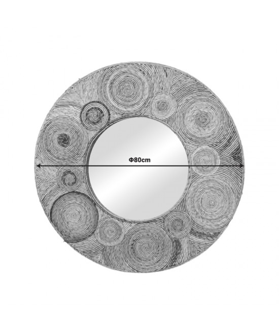 Καθρέπτης Klare Inart μπανάνα ξύλο σε φυσική απόχρωση Φ80x5εκ