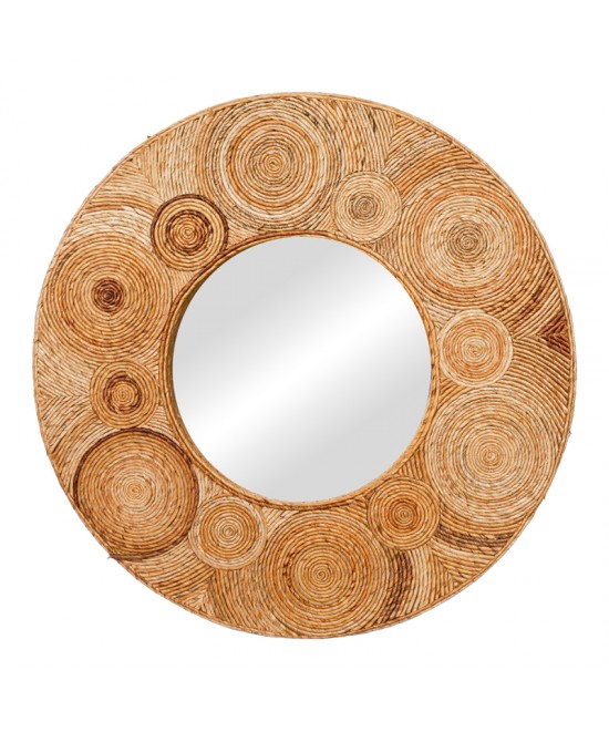 Καθρέπτης Klare Inart μπανάνα ξύλο σε φυσική απόχρωση Φ80x5εκ