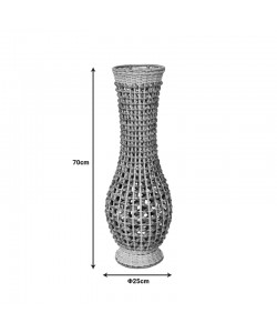 Βάζο Gucre Inart ξύλο-rattan pe σε φυσική απόχρωση Φ25x70εκ