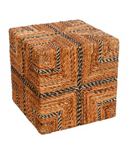 Σκαμπό Lerkmon Inart ψαθα σε φυσική απόχρωση 40x40x40εκ