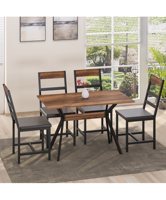 Τραπέζι Laluka pakoworld με μαύρα μεταλλικά πόδια σε καρυδί απόχρωση 120x70x74εκ