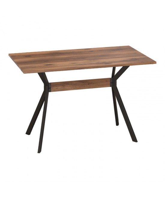 Τραπέζι Laluka pakoworld με μαύρα μεταλλικά πόδια σε καρυδί απόχρωση 120x70x74εκ