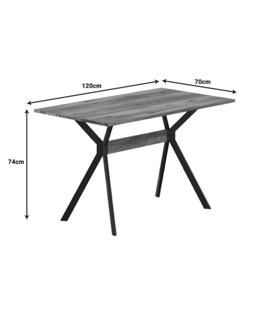 Τραπέζι Laluka pakoworld με μαύρα μεταλλικά πόδια σε καρυδί απόχρωση 120x70x74εκ