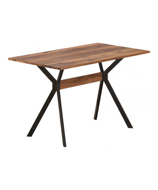 Τραπέζι Laluka pakoworld με μαύρα μεταλλικά πόδια σε καρυδί απόχρωση 120x70x74εκ