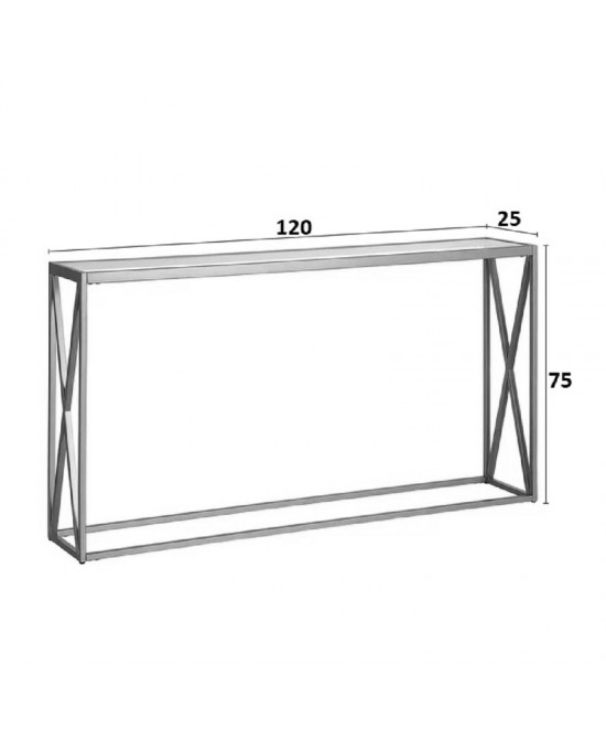 Κονσόλα μεταλλική με γυάλινη επιφάνεια Kantoo pakoworld σε χρυσή απόχρωση 120x25x75εκ