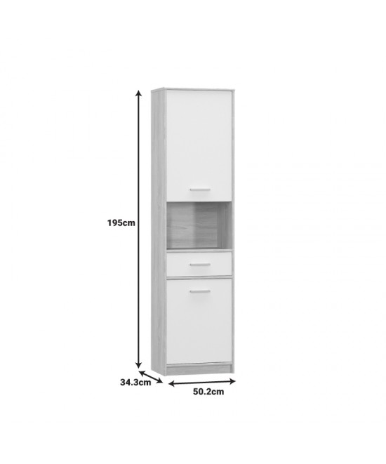 Ντουλάπα στήλη Letto pakoworld σε oak - λευκό ματ απόχρωση 50,2x34,3x195εκ