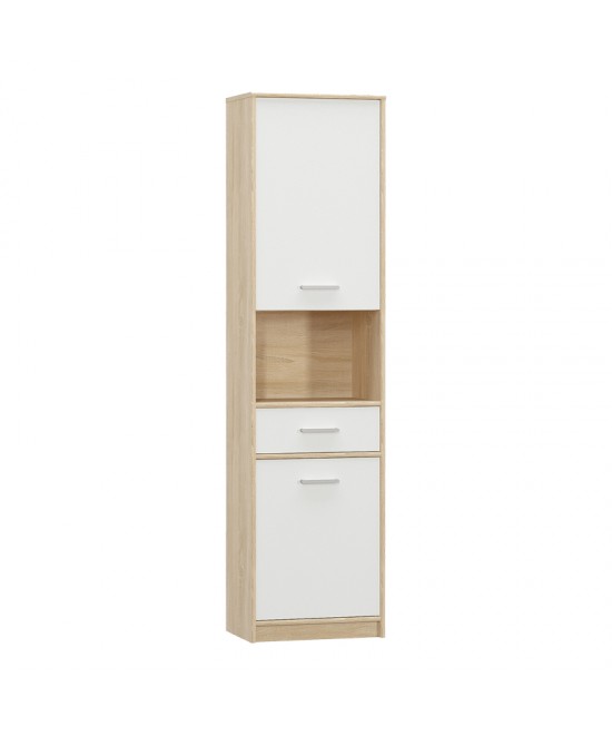 Ντουλάπα στήλη Letto pakoworld σε oak - λευκό ματ απόχρωση 50,2x34,3x195εκ