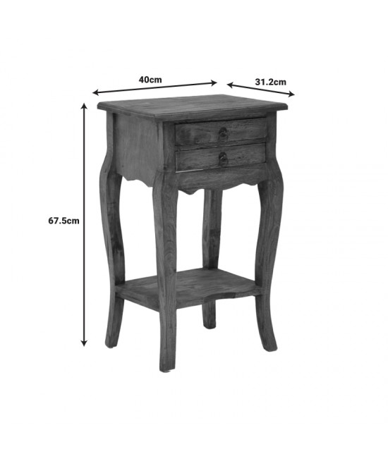 Βοηθητικό τραπεζάκι με συρτάρια Florellia pakoworld φυσικό αντικέ μαόνι ξύλο 40x31x67.5εκ