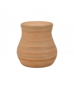 Σκαμπό Bulaten Inart rattan σε φυσική απόχρωση Φ45x45εκ