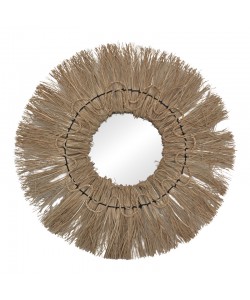 Καθρέπτης Apler Inart mendong σε φυσική απόχρωση Φ60x6εκ