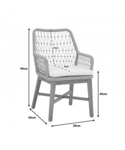 Πολυθρόνα Elaiza pakoworl teak ξύλο και pe σχοινί σε φυσική-μπεζ απόχρωση με μαξιλάρι 58x60x90εκ Πολυθρόνα Elaiza pakoworl teak ξύλο και pe σχοινί σε φυσική-μπεζ απόχρωση με μαξιλάρι 58x60x90εκ