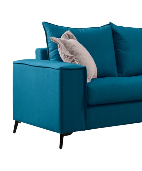 Καναπές Verona pakoworld 2θέσιος πετρόλ ύφασμα με μαξιλάρια σε μπεζ απόχρωση 173x93x100εκ