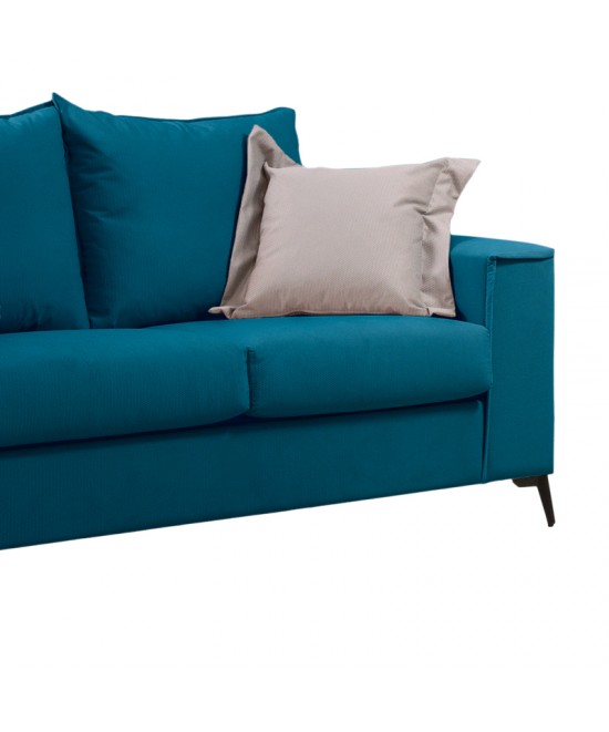 Καναπές Verona pakoworld 2θέσιος πετρόλ ύφασμα με μαξιλάρια σε μπεζ απόχρωση 173x93x100εκ