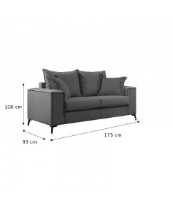 Καναπές Verona pakoworld  2θέσιος ανθρακί ύφασμα με μαξιλάρια σε μπεζ απόχρωση 173x93x100εκ