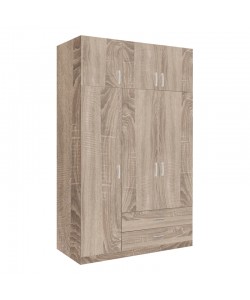 Ντουλάπα τρίφυλλη με συρτάρια Royal pakoworld σε sonoma απόχρωση 150x58x230εκ