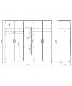 Ντουλάπα πεντάφυλλη με καθρέφτη Luna pakoworld σε sonoma απόχρωση 220x52x200εκ Ντουλάπα πεντάφυλλη με καθρέφτη Luna pakoworld σε sonoma απόχρωση 220x52x200εκ