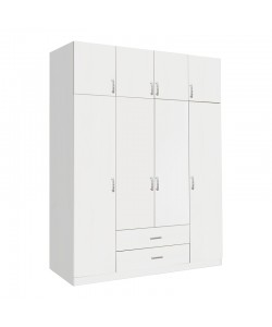 Ντουλάπα τετράφυλλη με συρτάρια Royal pakoworld σε λευκή απόχρωση 200x58x230εκ