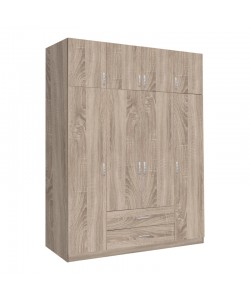 Ντουλάπα τετράφυλλη με συρτάρια Royal pakoworld σε sonoma απόχρωση 200x58x230εκ