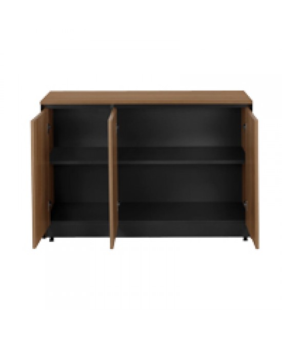 Ντουλάπι γραφείου χαμηλό επαγγελματικό Oscar pakoworld μελαμίνη σε καρυδί-ανθρακί απόχρωση 120x40x80εκ