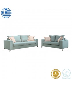 Σετ σαλονιού 2τεμ Verona pakoworld μέντα ύφασμα με μαξιλάρια σε κρεμ απόχρωση