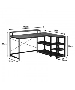 Γραφείο γωνιακό αναστρέψιμο Tebul pakoworld MDF-metal σε oak απόχρωση 100x60x88εκ