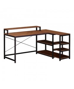 Γραφείο γωνιακό αναστρέψιμο Tebul pakoworld MDF-metal σε oak απόχρωση 100x60x88εκ