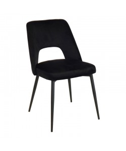 Καρέκλα Murde pakoworld μαύρο βελούδο ύφασμα και μεταλλικά πόδια σε μαύρη απόχρωση 48.5x61x89εκ