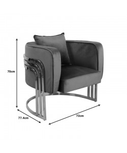 Πολυθρόνα Roblu pakoworld χρυσό μέταλλο και βελούδο ύφασμα σε μαύρη απόχρωση 72x77.4x70εκ