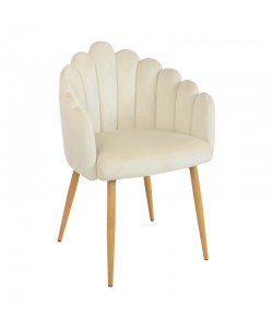 Πολυθρόνα Briella pakoworld εκρού βελούδο ύφασμα και μεταλλικά πόδια σε φυσική απόχρωση 60x56x84εκ