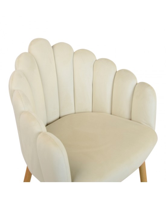 Πολυθρόνα Briella pakoworld εκρού βελούδο ύφασμα και μεταλλικά πόδια σε φυσική απόχρωση 60x56x84εκ