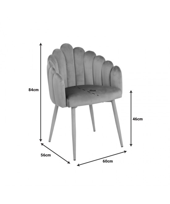 Πολυθρόνα Briella pakoworld εκρού βελούδο ύφασμα και μεταλλικά πόδια σε φυσική απόχρωση 60x56x84εκ