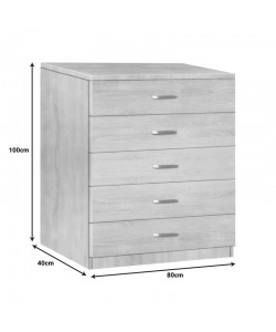 Συρταριέρα Gioko pakoworld με 5 συρτάρια σε φυσική απόχρωση 80x40x100εκ