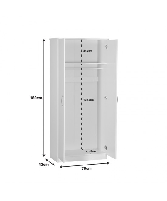 Ντουλάπα ρούχων δίφυλλη Zelia pakoworld σε sonoma-oak απόχρωση 79x42x180εκ