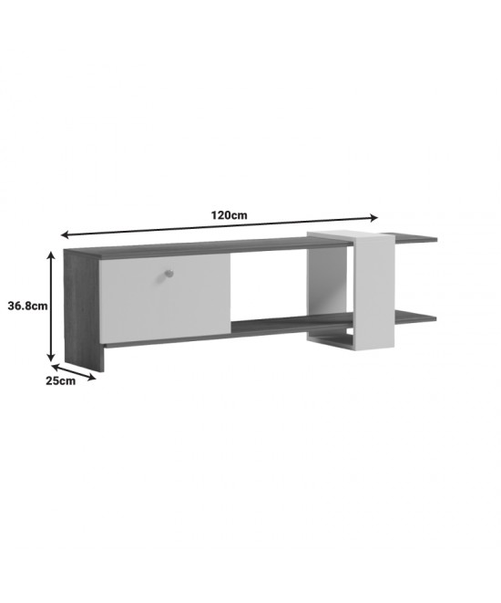 Έπιπλο τηλεόρασης Standi pakoworld σε sonoma-γκρι cement απόχρωση 120x25x36.8εκ