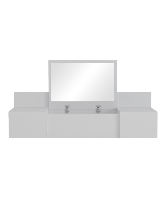 Τουαλέτα κρεβατοκάμαρας Paltar pakoworld κρεμαστή με καθρέπτη σε λευκή απόχρωση 100x39.1x33εκ Τουαλέτα κρεβατοκάμαρας Paltar pakoworld κρεμαστή με καθρέπτη σε λευκή απόχρωση 100x39.1x33εκ