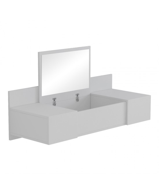 Τουαλέτα κρεβατοκάμαρας Paltar pakoworld κρεμαστή με καθρέπτη σε λευκή απόχρωση 100x39.1x33εκ Τουαλέτα κρεβατοκάμαρας Paltar pakoworld κρεμαστή με καθρέπτη σε λευκή απόχρωση 100x39.1x33εκ