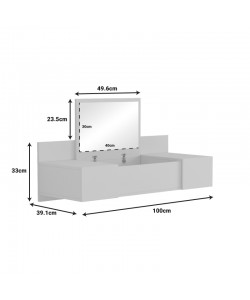 Τουαλέτα κρεβατοκάμαρας Paltar pakoworld κρεμαστή με καθρέπτη σε λευκή απόχρωση 100x39.1x33εκ Τουαλέτα κρεβατοκάμαρας Paltar pakoworld κρεμαστή με καθρέπτη σε λευκή απόχρωση 100x39.1x33εκ
