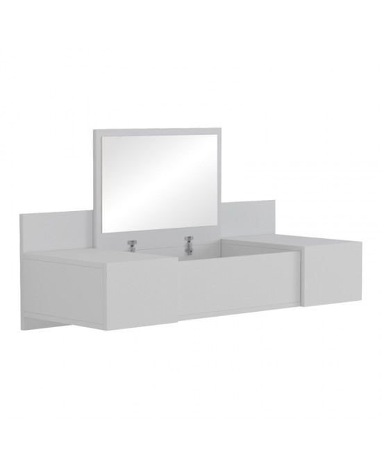 Τουαλέτα κρεβατοκάμαρας Paltar pakoworld κρεμαστή με καθρέπτη σε λευκή απόχρωση 100x39.1x33εκ Τουαλέτα κρεβατοκάμαρας Paltar pakoworld κρεμαστή με καθρέπτη σε λευκή απόχρωση 100x39.1x33εκ