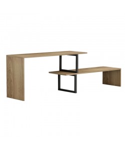 Έπιπλο τηλεόρασης Lilant pakoworld μελαμίνης σε sonoma απόχρωση και μαύρο μέταλλο 110-160x30x45εκ