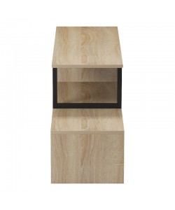 Έπιπλο τηλεόρασης Lilant pakoworld μελαμίνης σε sonoma απόχρωση και μαύρο μέταλλο 110-160x30x45εκ