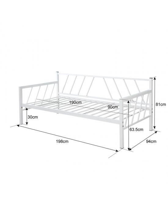 Κρεβάτι-Καναπές Remmie pakoworld μέταλλο σε λευκή απόχρωση 94x198x86εκ