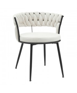 Πολυθρόνα Alkia pakoworld σε μπεζ βελούδο με πόδι μαύρο μέταλλο 60x57x68εκ