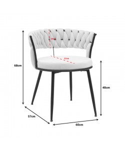 Πολυθρόνα Alkia pakoworld σε μπεζ βελούδο με πόδι μαύρο μέταλλο 60x57x68εκ