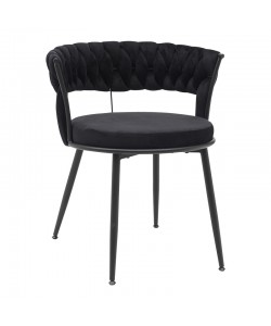 Πολυθρόνα Alkia pakoworld σε μαύρο βελούδο με πόδι μαύρο μέταλλο 60x57x68εκ